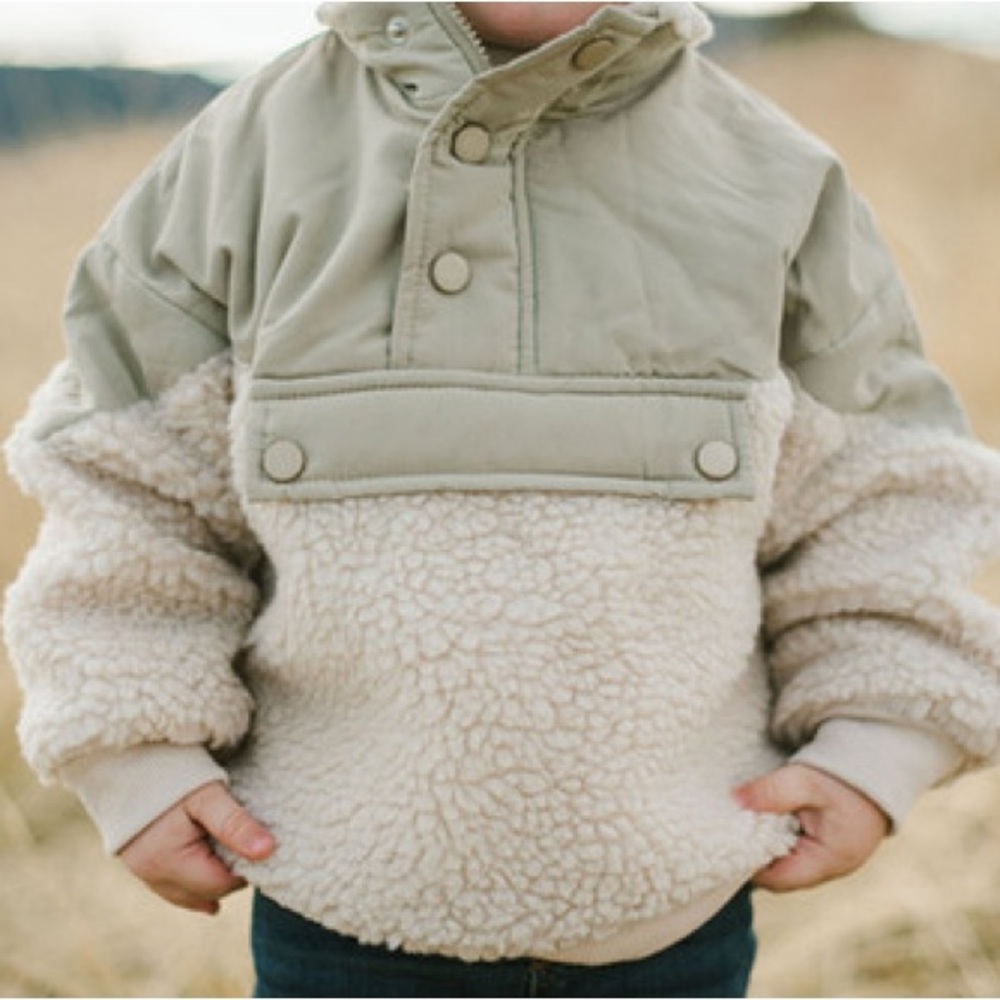 Cozy Two-Tone Sherpa Pullover size 4-5 NWOT